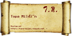 Topa Milán névjegykártya